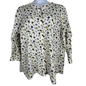 🔥SALE  Size XSM Duluth Trading Floral Button Up Shirt Tunic with Pockets NWT